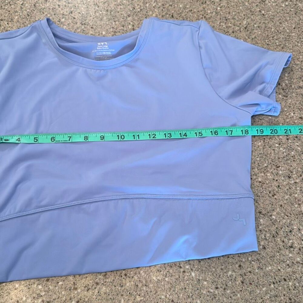 JOY LAB 2 Pc Short Sleeve Crop Top Activewear Athleisure Blue Black Crossback - Picture 7 of 8